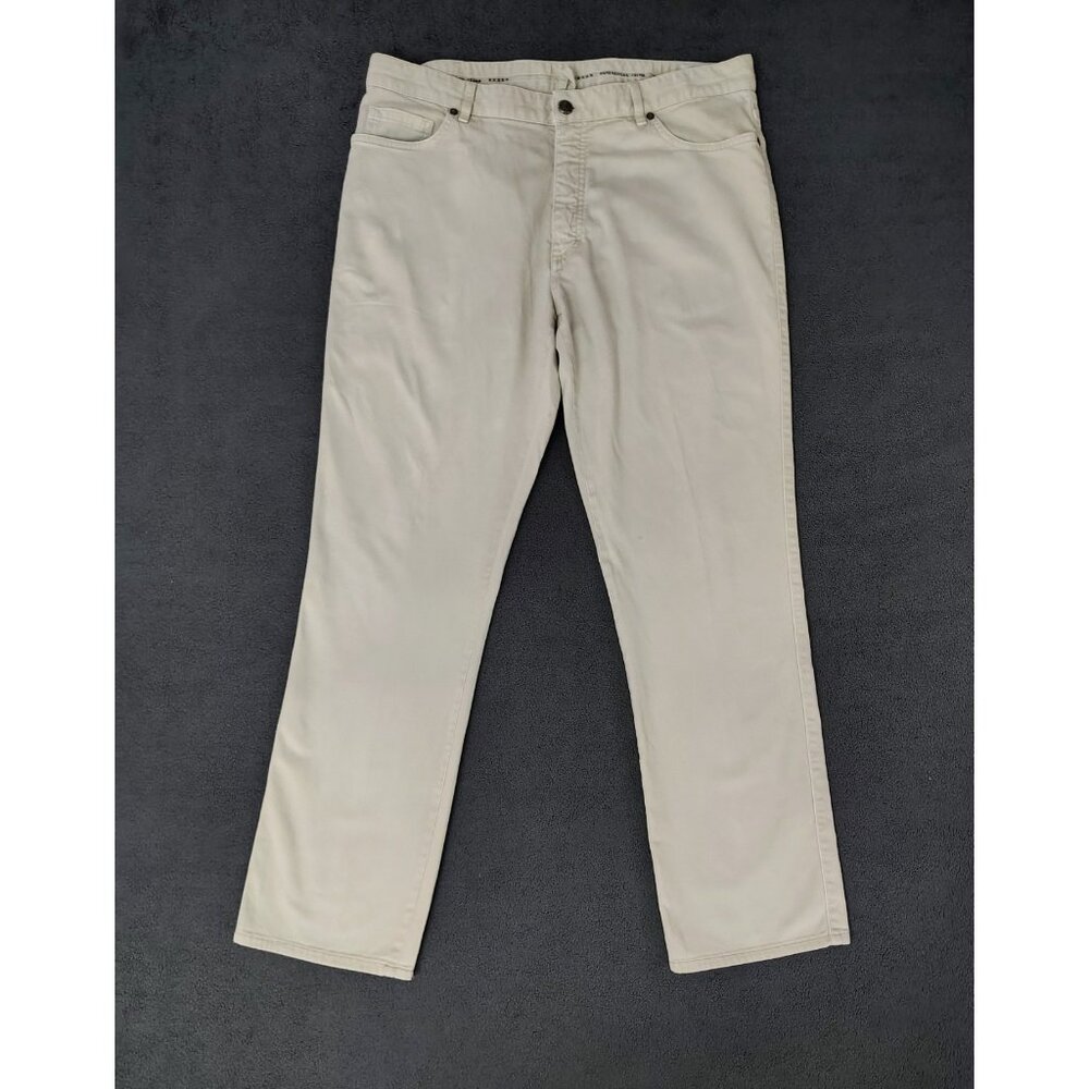 Ermenegildo Zegna Mens 5-Pocket Pants (38x31) Cream Slim Tapered Cotton Romania